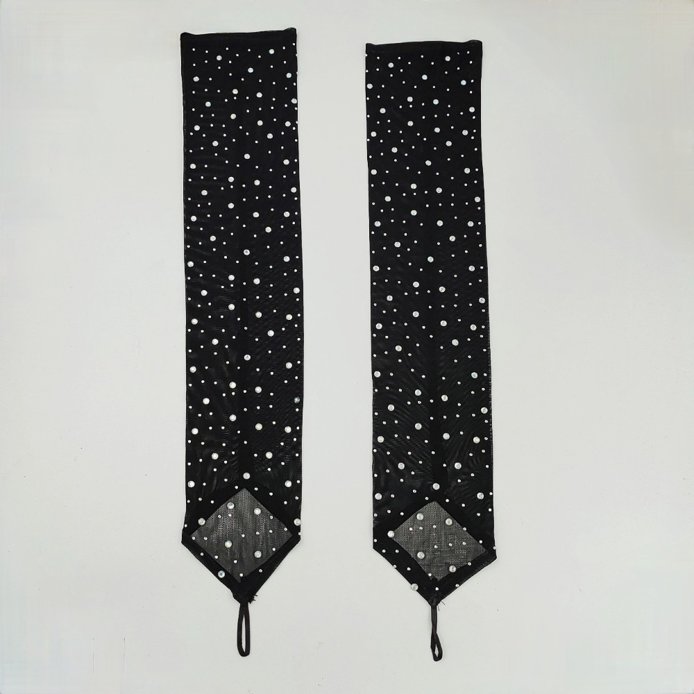1 Pair Shiny Rhinestone Mesh G - đánh giá và giá Fingerless Glove Knit