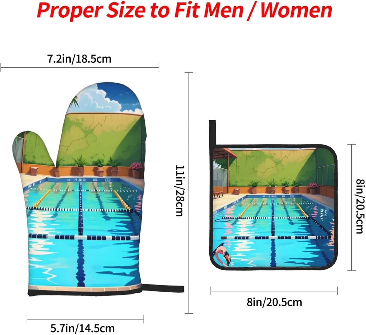 Flamingo and Swimming Pool Sil - đánh giá và giá Oven Mitt Silicone