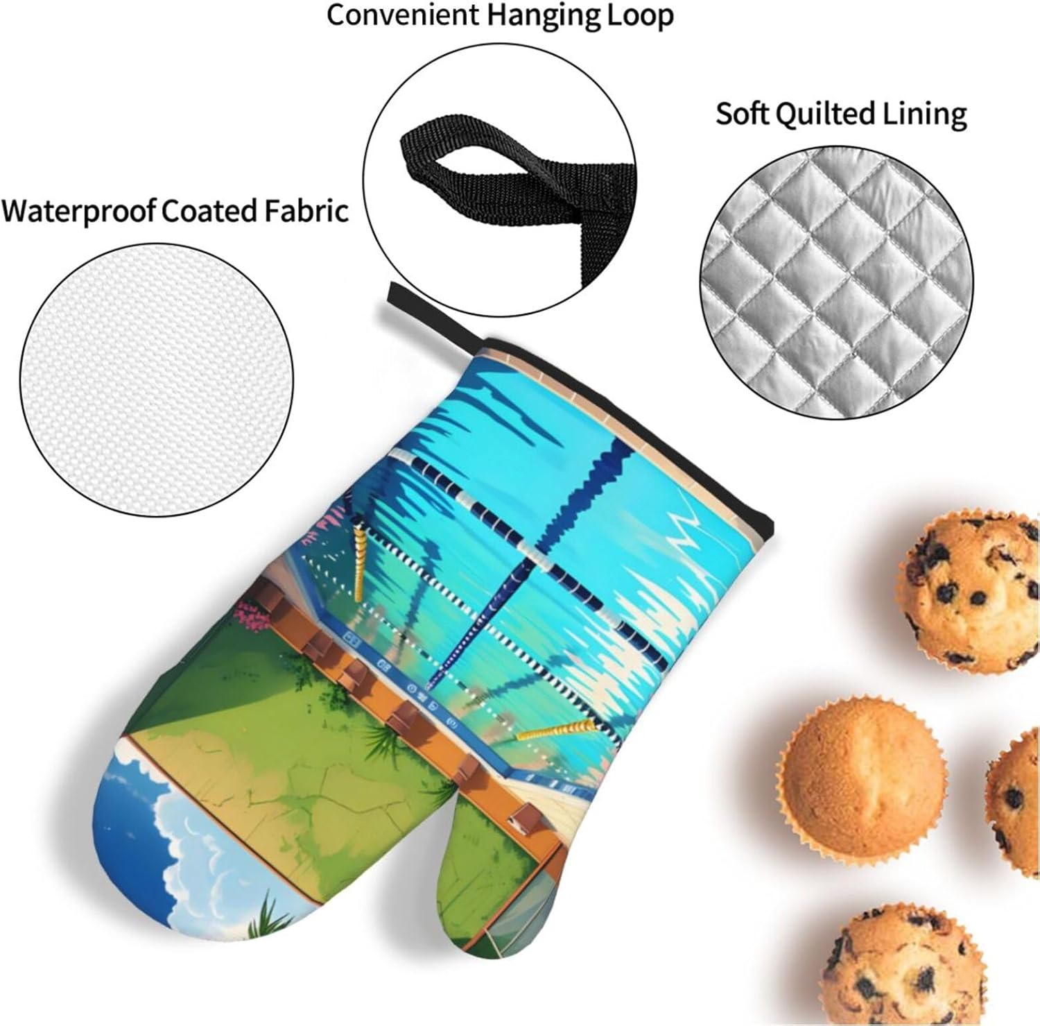 Flamingo and Swimming Pool Sil - đánh giá và giá Oven Mitt Silicone